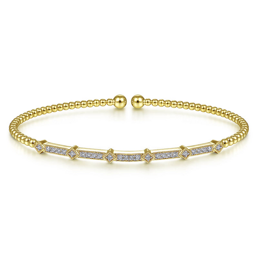 Gabriel & Co | 14K Yellow Gold Bujukan Cuff Bracelet with Diamonds