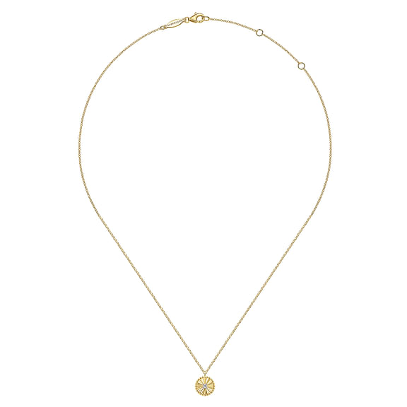 14K White-Yellow Gold Diamond Cut Bujukan Diamond Cut Pendant Necklace