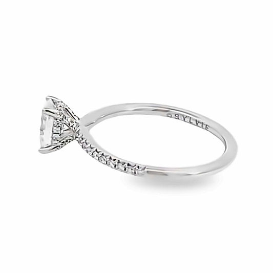 14K White Gold Oval Cut Diamond Engagement Ring