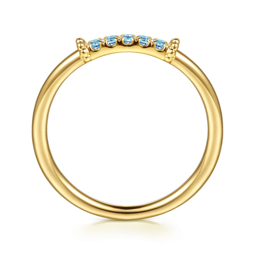 14K Yellow Gold Bujukan Blue Topaz Stackable Ring (.09 CTW)