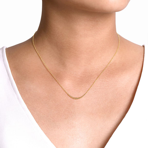 Gabriel & Co | 14K Yellow Gold Graduating Bujukan Beads Curved Bar Necklace