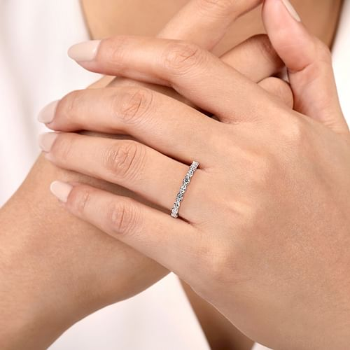 14K White Gold Marquise and Round Diamond Anniversary Band