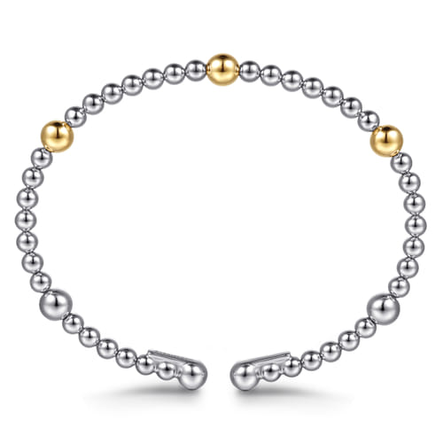 14K Yellow Gold and Sterling Silver Bujukan Split Bangle Bracelet