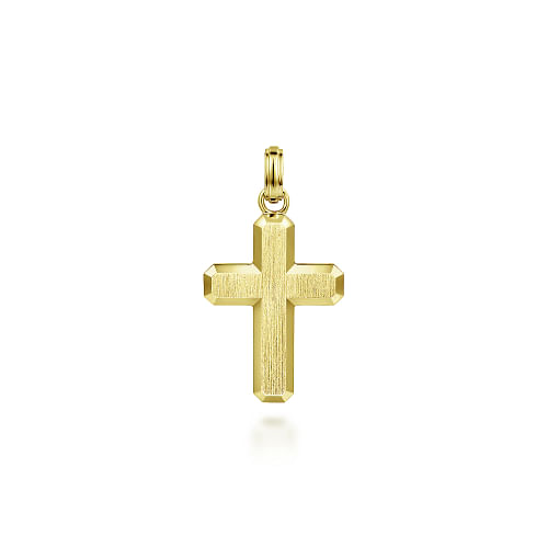 Gabriel & Co | 14K Yellow Gold Brushed Finish Cross Pendant