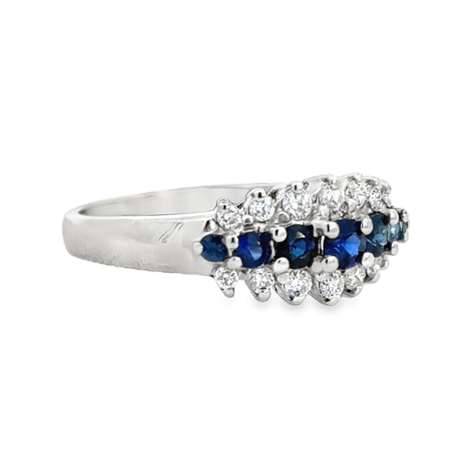 14K White Gold Diamond and Sapphire Ring