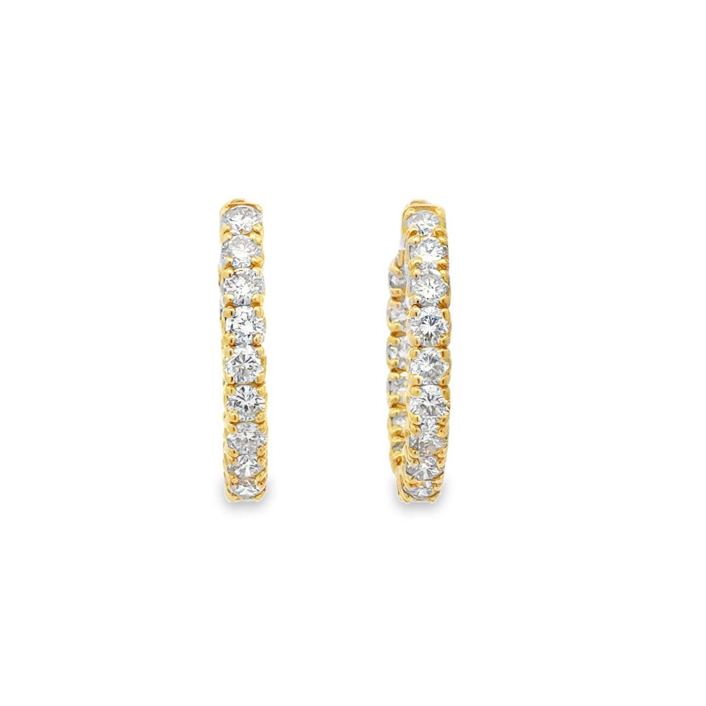 14K Yellow Gold Diamond Hoop Earrings - 5.50 Carats