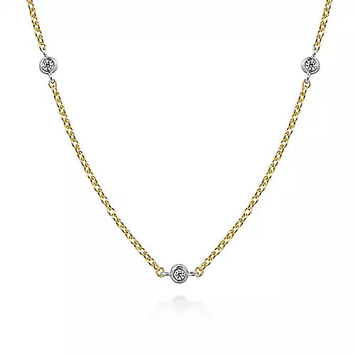 Gabriel & Co | 14K Two-Tone Diamond By The Yard Necklace