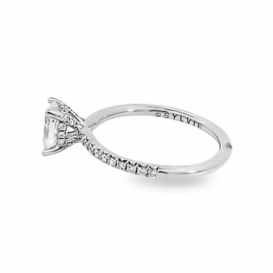 14K White Gold Oval Engagement Ring