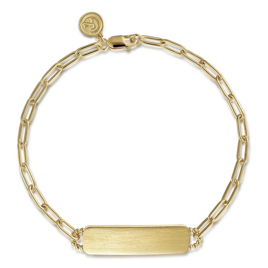 Gabriel & Co | 14K Yellow Gold ID Hollow Chain Bracelet
