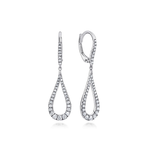 14K White Gold Diamond Pear Shape Drop Earrings (.51 CTW)