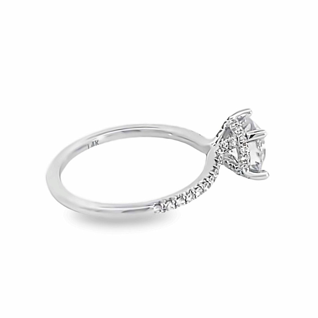 14K White Gold Round Cut Engagement Ring