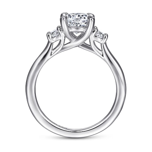 Sanaa - 14K White Gold Round 3 Stone Diamond Engagement Ring