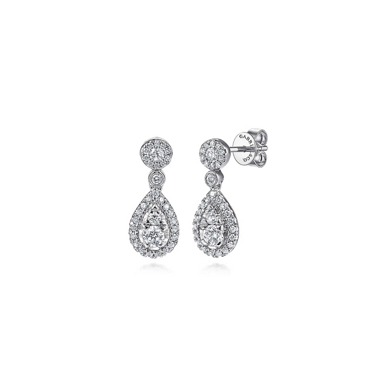 Gabriel & Co | 14K White Gold Diamond Pear Shape Drop Earrings