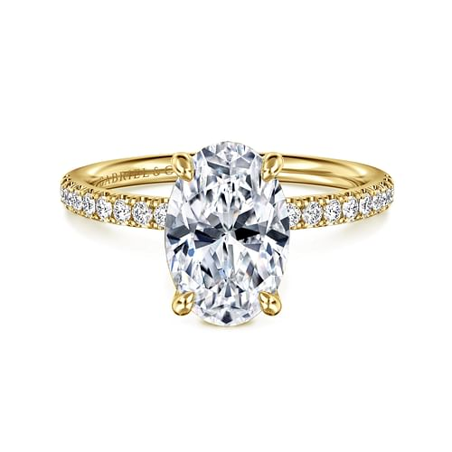 14K Yellow Gold Oval Diamond Engagement Ring