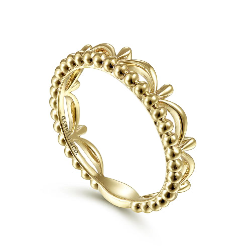 Gabriel & Co | 14K Yellow Gold Bujukan Bead Crown Ring
