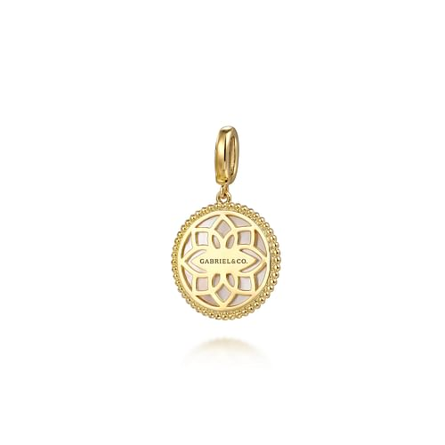 14K Yellow Gold Bujukan Diamond and Mother of Pearl Medallion Pendant