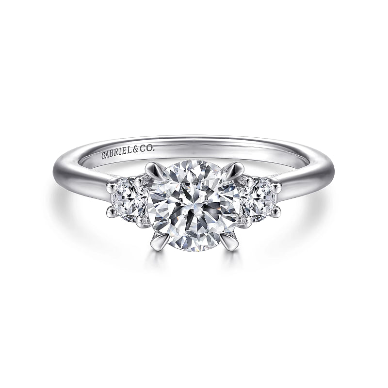 Sanaa - 14K White Gold Round 3 Stone Diamond Engagement Ring