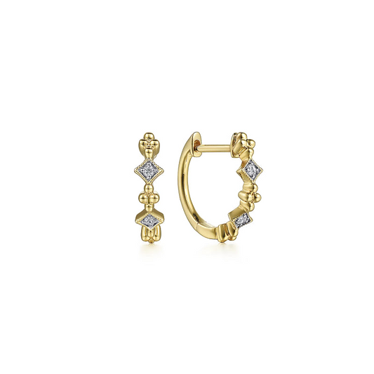 Gabriel & Co | 14K Yellow Gold Diamond Huggie Earrings