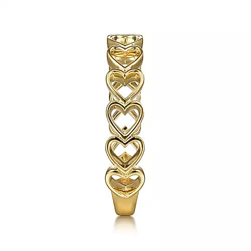 14K Yellow Gold Sideways Heart Stackable Ring