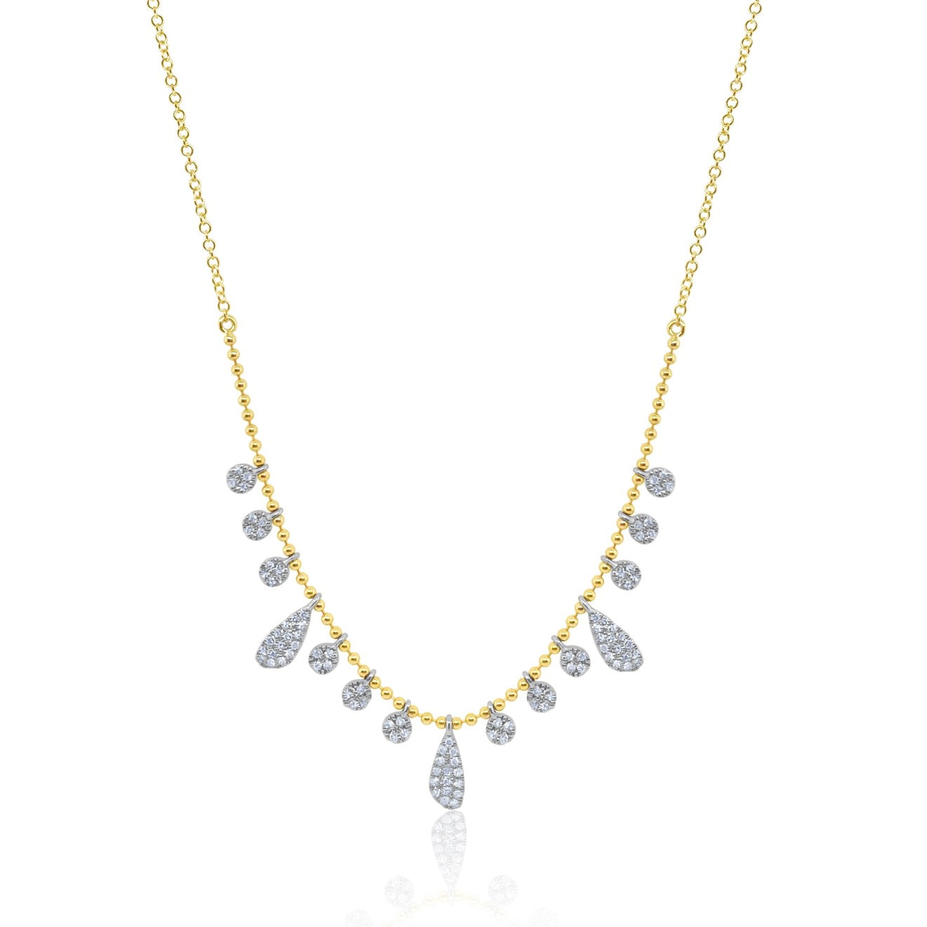 Meira T Designs | Yellow Gold Ball Chain Diamond Charms Necklace