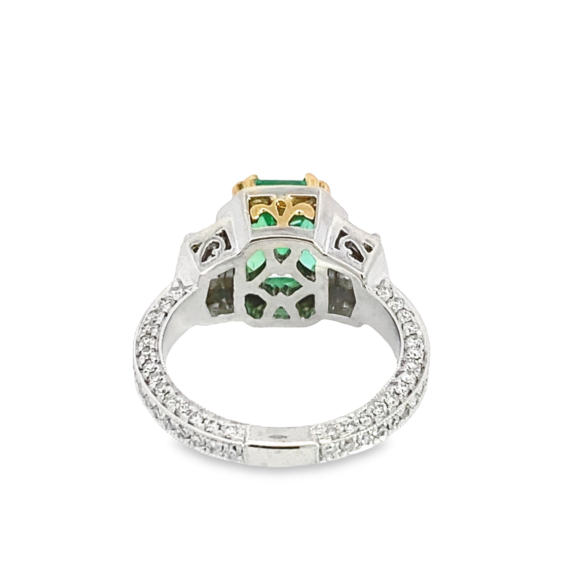 Two-Tone 14K Gold Diamond and Emerald Ring