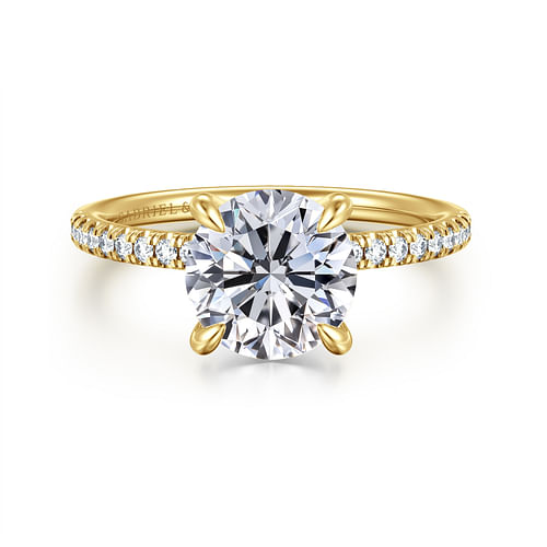 14K Yellow Gold Round Diamond Engagement Ring