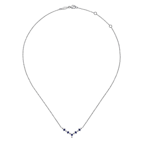 14K White Gold Diamond Chevron Necklace