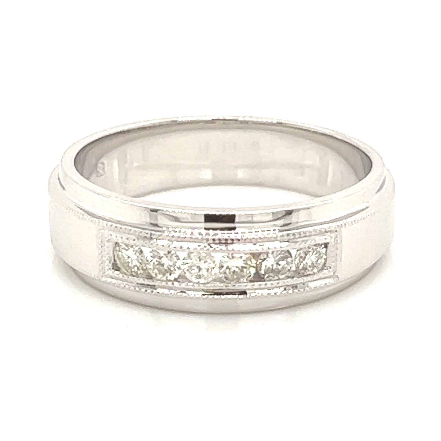 14K White Gold Diamond Wedding Band