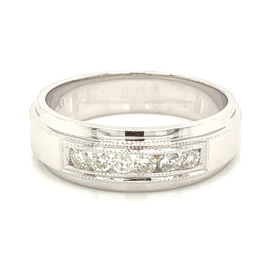 14K White Gold Diamond Wedding Band