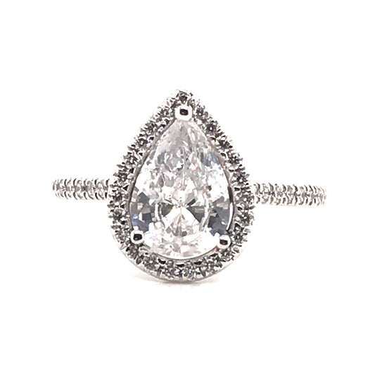 14K White Gold Pear Shaped Diamond Engagement Ring