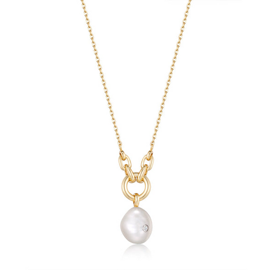 Ania Haie | Gold Pearl Sparkle Pendant Necklace