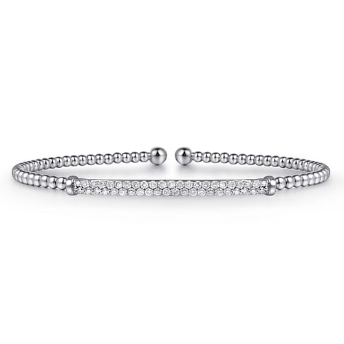 14K White Gold Bujukan Diamond Bar Split Bangle