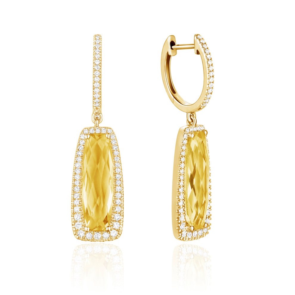 Citrine and Diamond Dangle Earrings