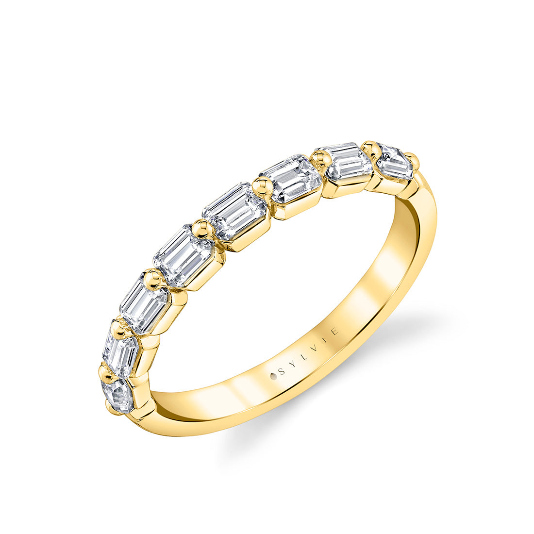 14K Yellow Gold Baguette Diamond Wedding Band - 0.89 Carats.