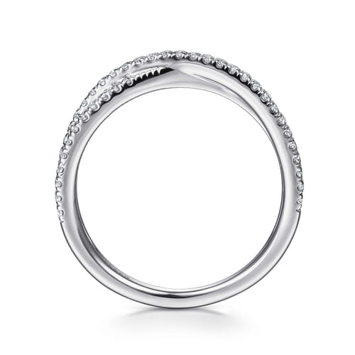 14K White Gold Criss Cross Diamond Stackable Ring