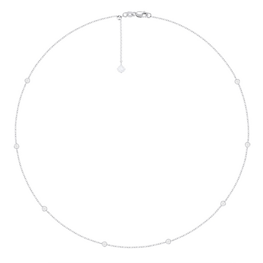 White Gold Bezel Diamond Necklace