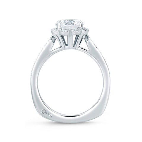 Deco Floral Halo Engagement Ring