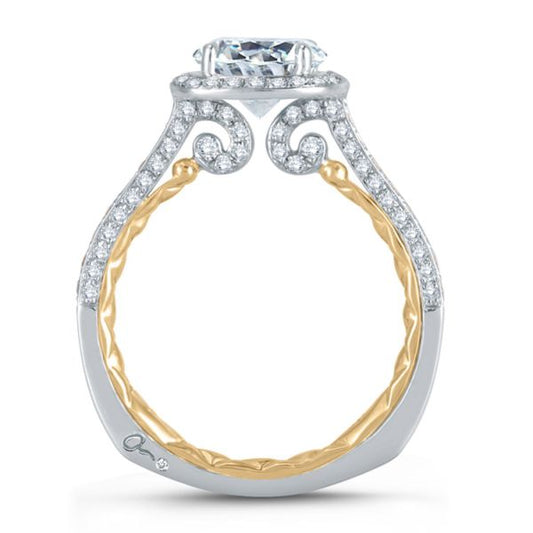 Two-Tone Halo Diamond Quilted Engagement Ring