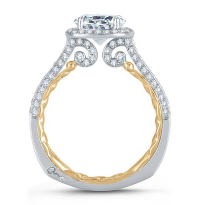 A. Jaffe | Two-Tone Halo Diamond Quilted Engagement Ring