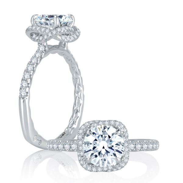 Intertwined Diamond Halo Quilted Engagement Ring