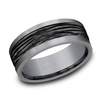 Tantalum Bark Pattern Wedding Band