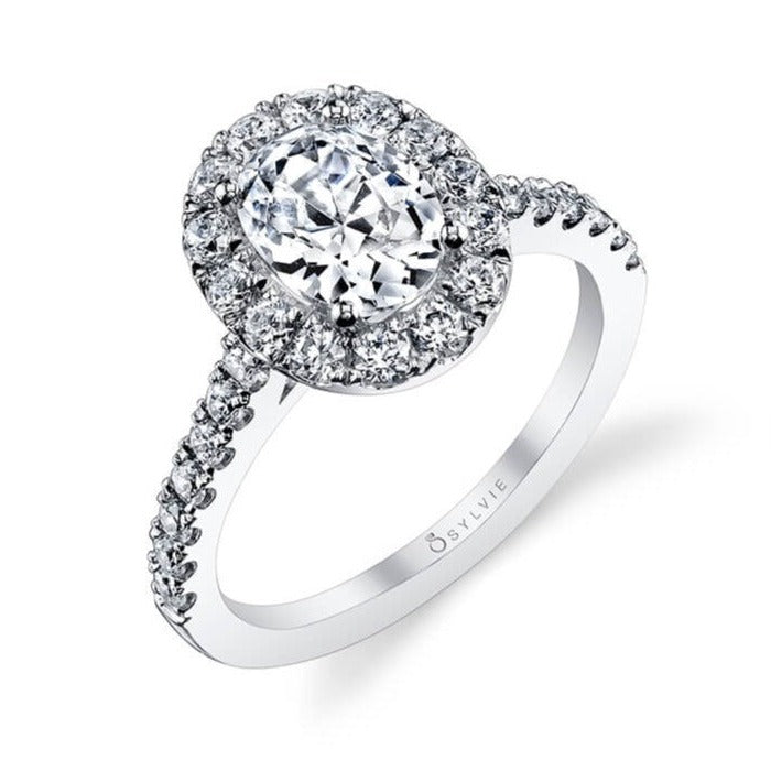 Sylvie | 14K White Gold Diamond Halo Engagement Ring