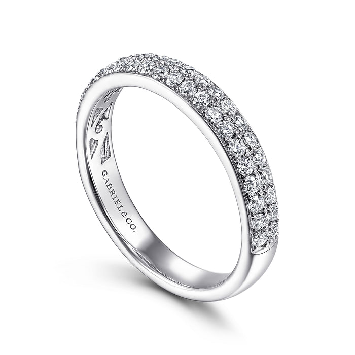 14K White Gold Diamond Pave Band Ring