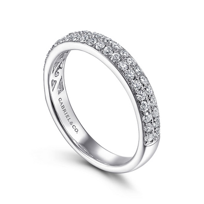 14K White Gold Diamond Pave Band Ring