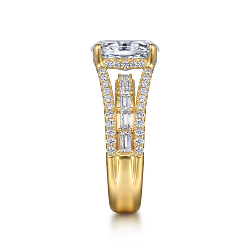 14K Yellow Gold Diamond Engagement Ring – Contemporary Collection (1.03 CTW Accent Diamonds)