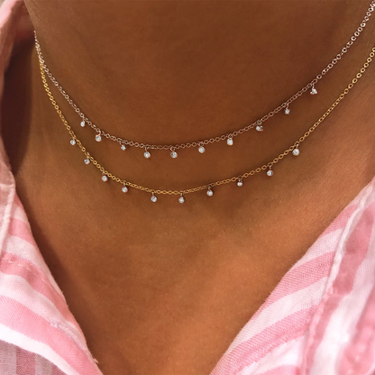 Meira T Designs | White Gold Necklace with 10 Diamond Bezels