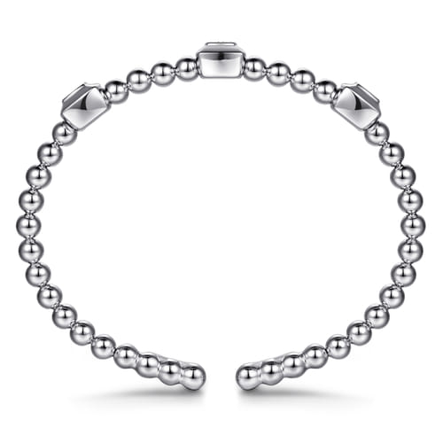 925 Sterling Silver Bujukan White Sapphire Station Bangle Bracelet
