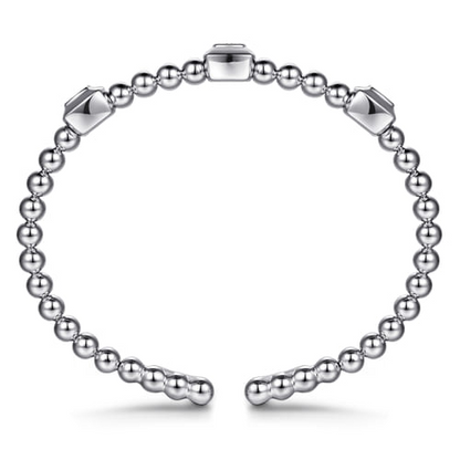 925 Sterling Silver Bujukan White Sapphire Station Bangle Bracelet