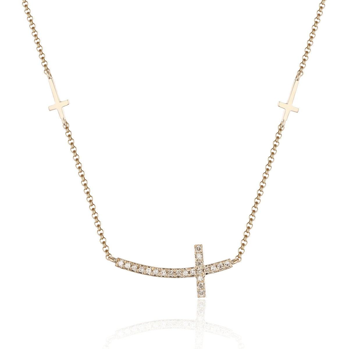 Luvente | 14K Gold Side Cross Necklace