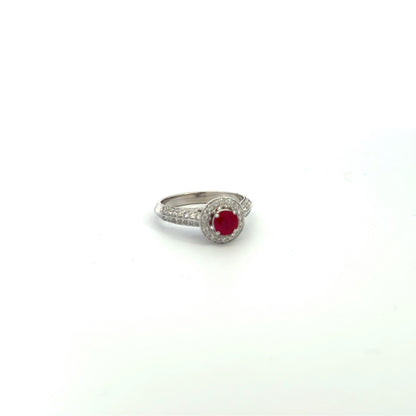 Kirkland Jewelry Estate - 18K White Gold Burma Ruby and Diamond Ring by Stern International (.71 CT Ruby / .64 CTW Diamonds)